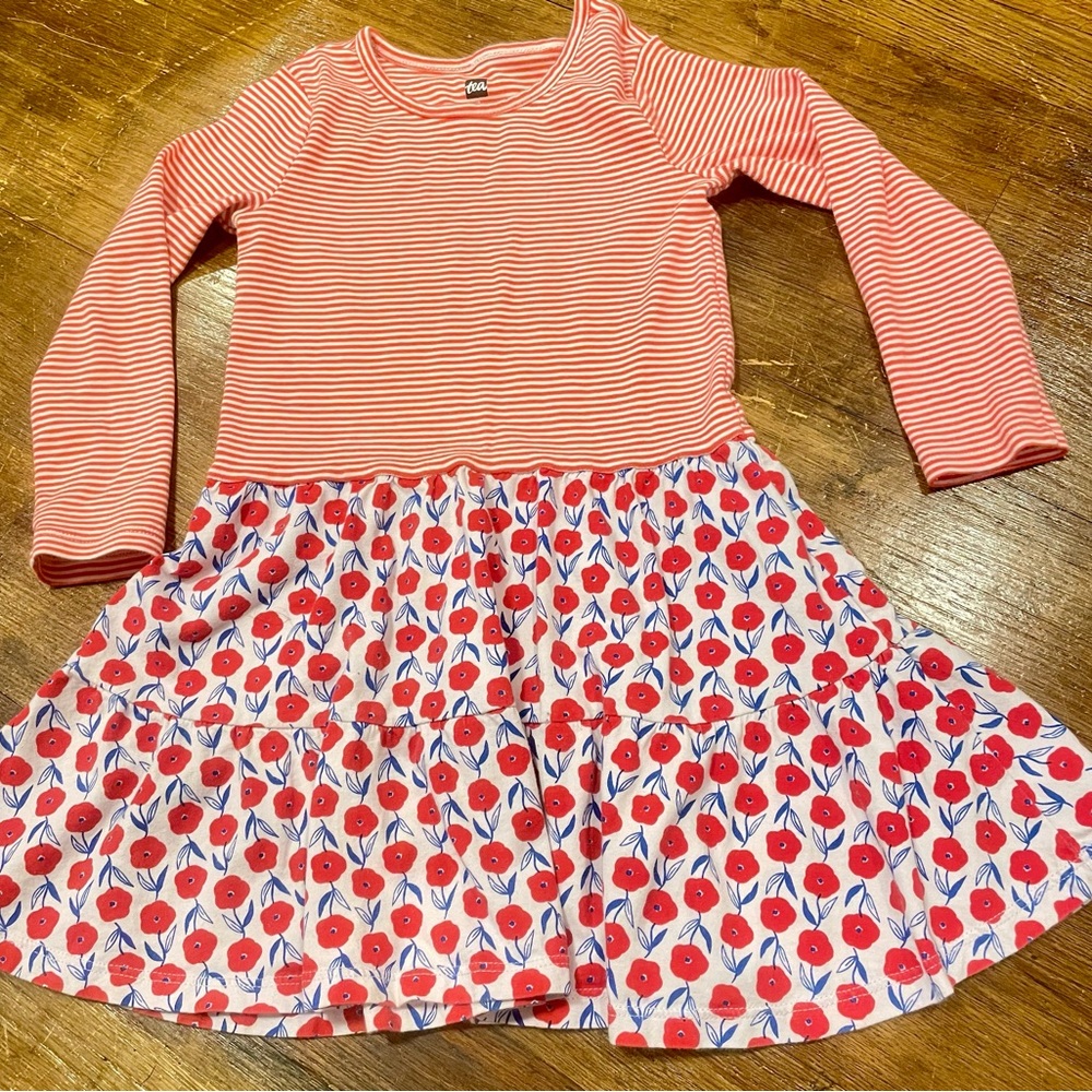 Mini Boden Red and White Striped Dress